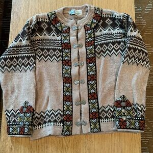 SOLD Vintage Norwegian Wool Cardigan with Toggle Closures